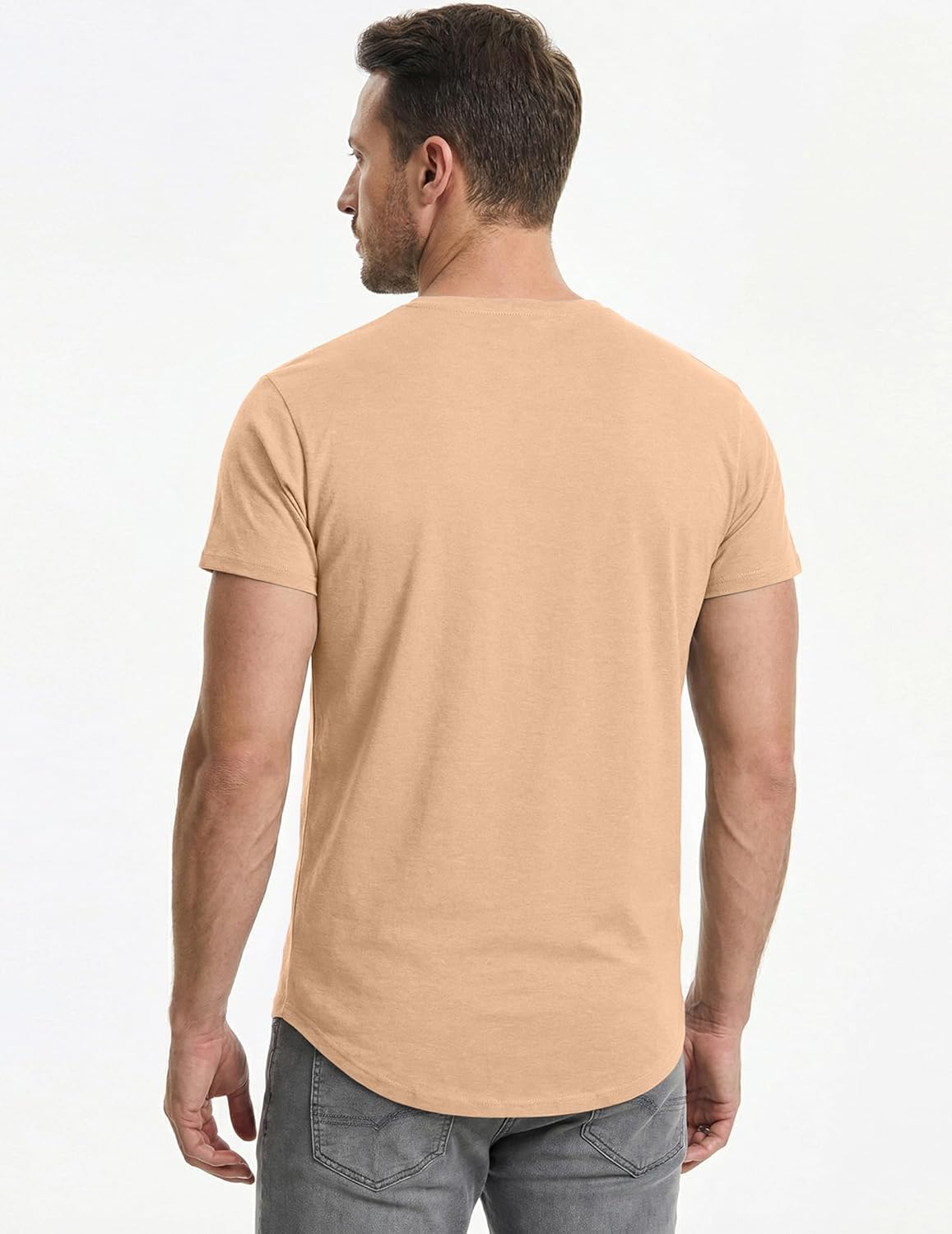 Detalle 2 de JMIERR Mens 3-Pack Cotton Hipster Hip Hop Longline Crewneck T-Shirts