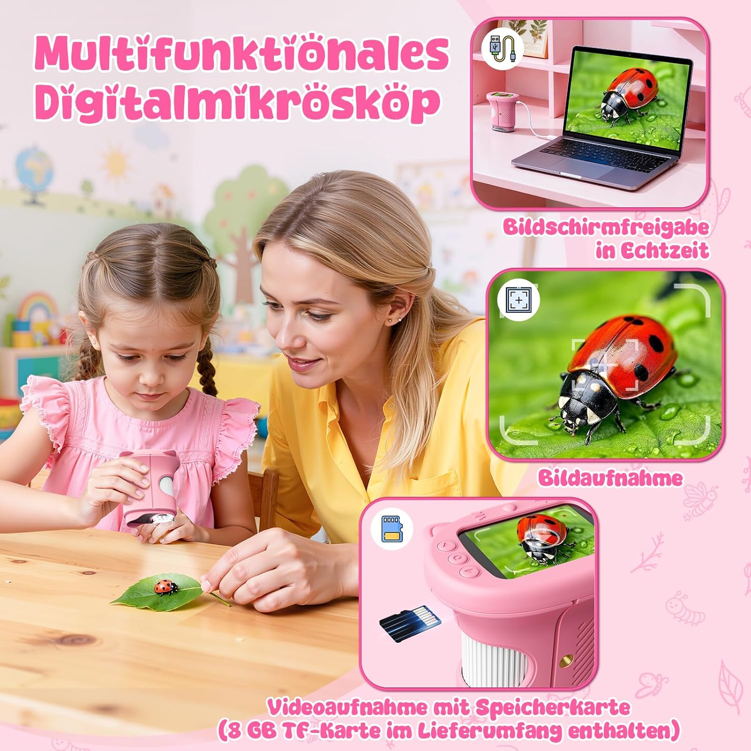 Thumbnail 3 de Yidoroye Kinder-Mikroskop mit 2,4" HD-Bildschirm und 1000X Zoom (digital, tragbar)