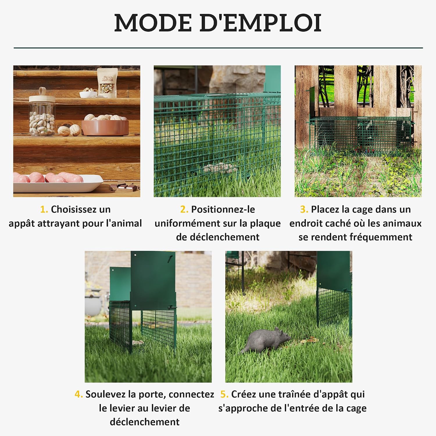 Detalle 2 de PawHut piège vivant à double entrée 60 x 18 x 20 cm pour martres, rats et souris
