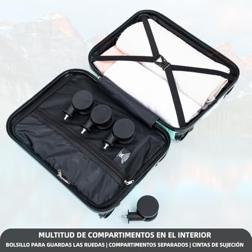 Thumbnail 4 de RAYKONG Maleta de cabina ABS 40x30x20 (24L) con ruedas desmontables – color menta