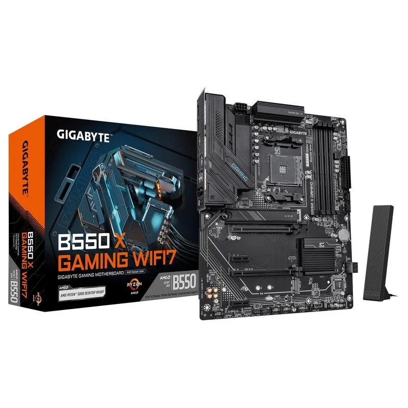 Detalle de Gigabyte B550 X GAMING WIFI7: placa base AM4 con WiFi 7 y 2,5 GbE para RX de Ryzen