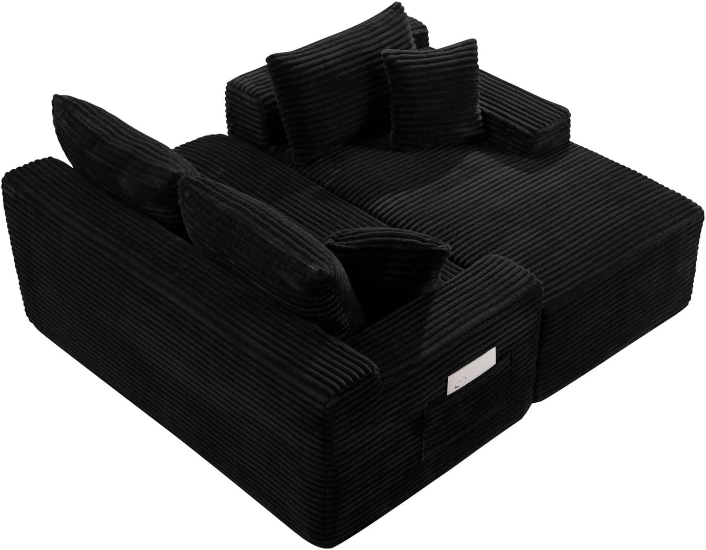Detalle 1 de Yomsum SF658Black-RU 96-Inch Modular Corduroy Sectional Sofa with Deep Seat