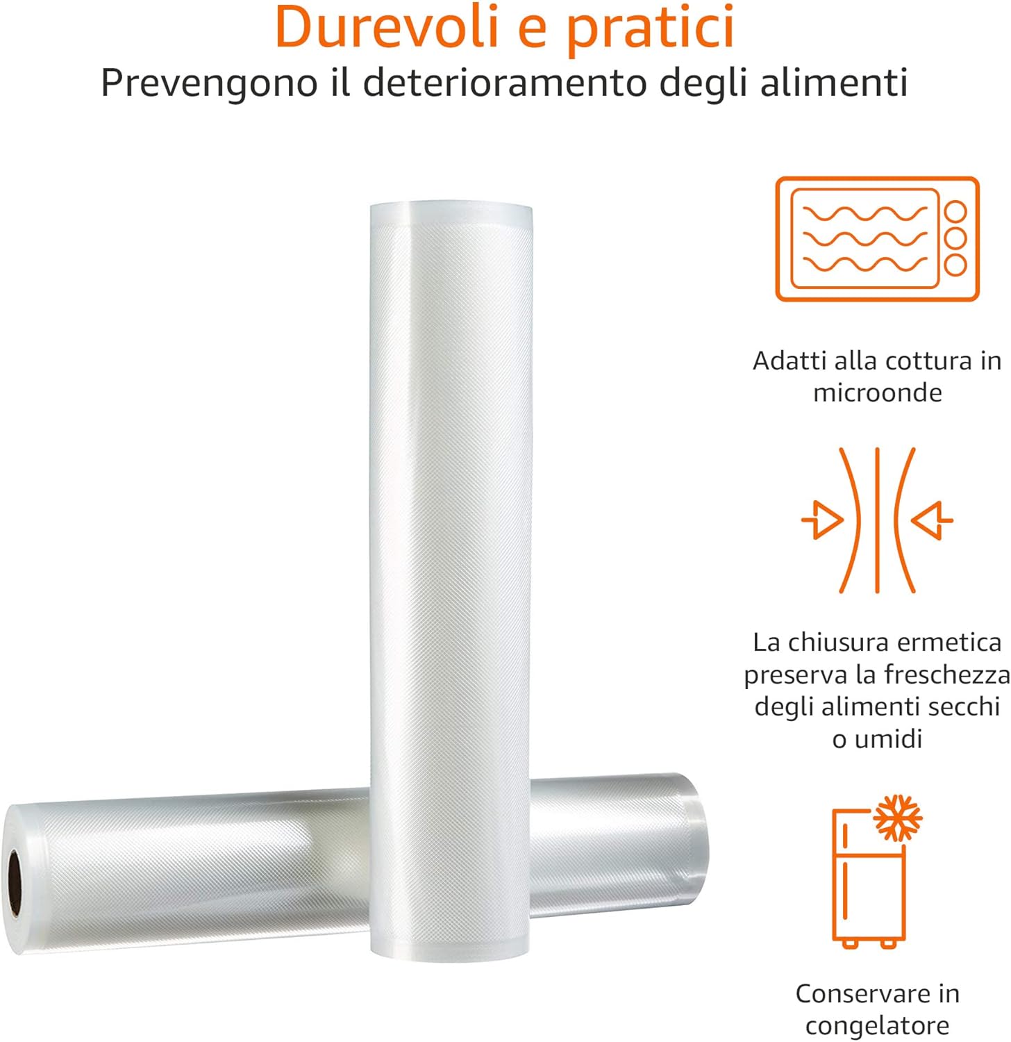 Detalle de Amazon Basics Rotoli sottovuoto per alimenti – 2 rotoli da 30 cm x 600 cm, riutilizzabili