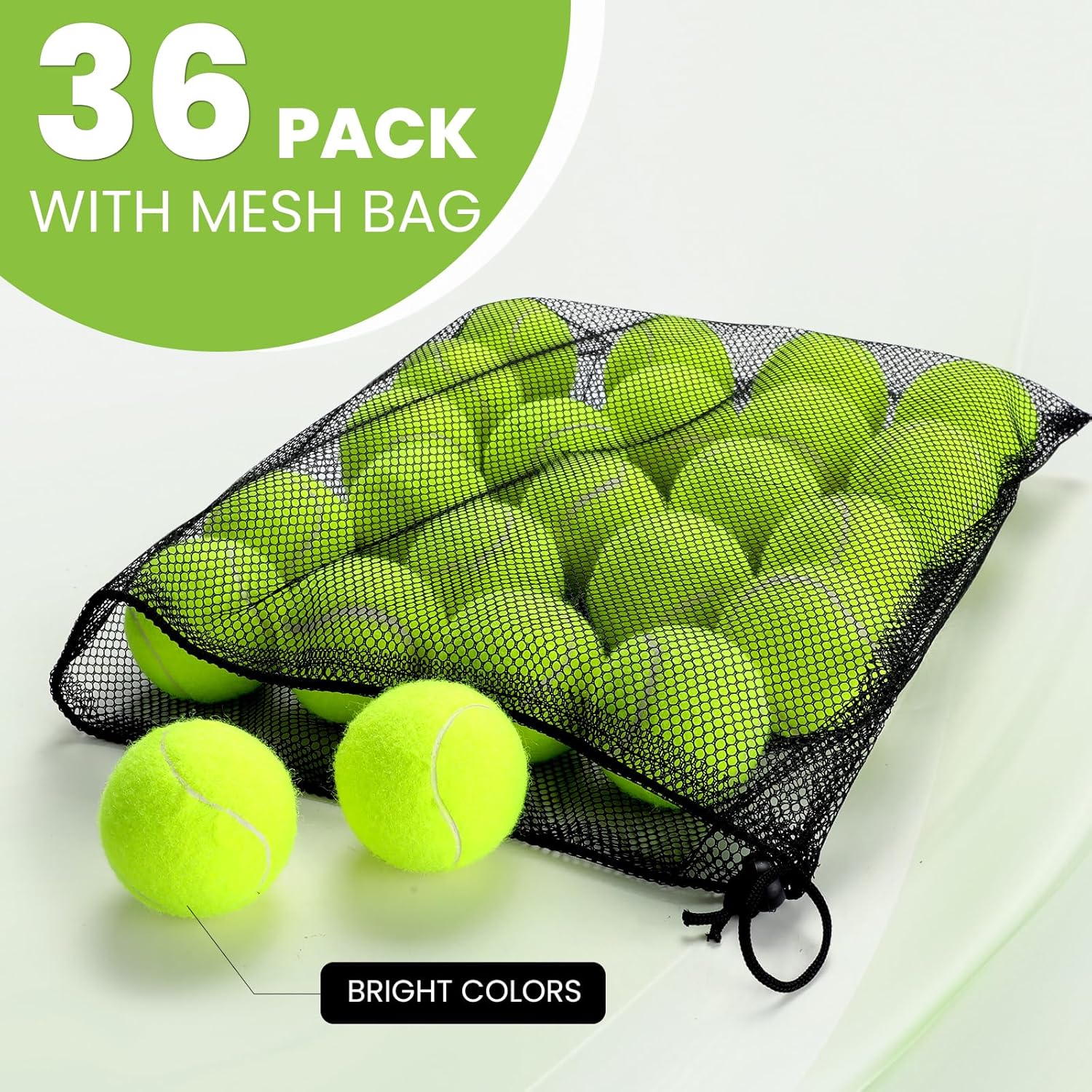 Thumbnail 1 de FURWEY Pressureless Tennis Balls Bulk Pack (Natural Rubber & Felt) + Mesh Bag