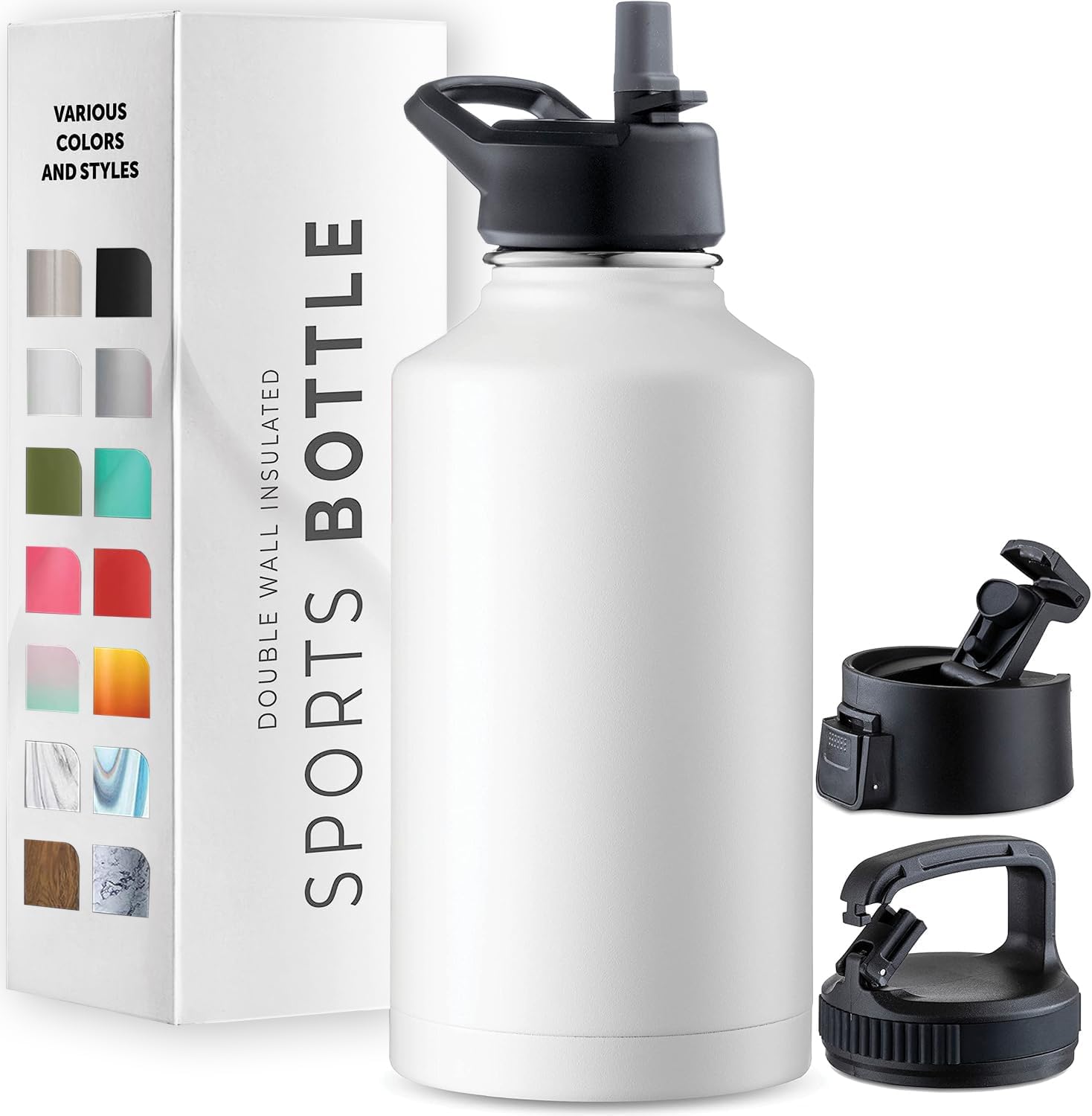 Thumbnail 6 de GARUET Triple-Walled Insulated Stainless Steel Water Bottle with Straw, 1888ml (Cheery Turquoise)