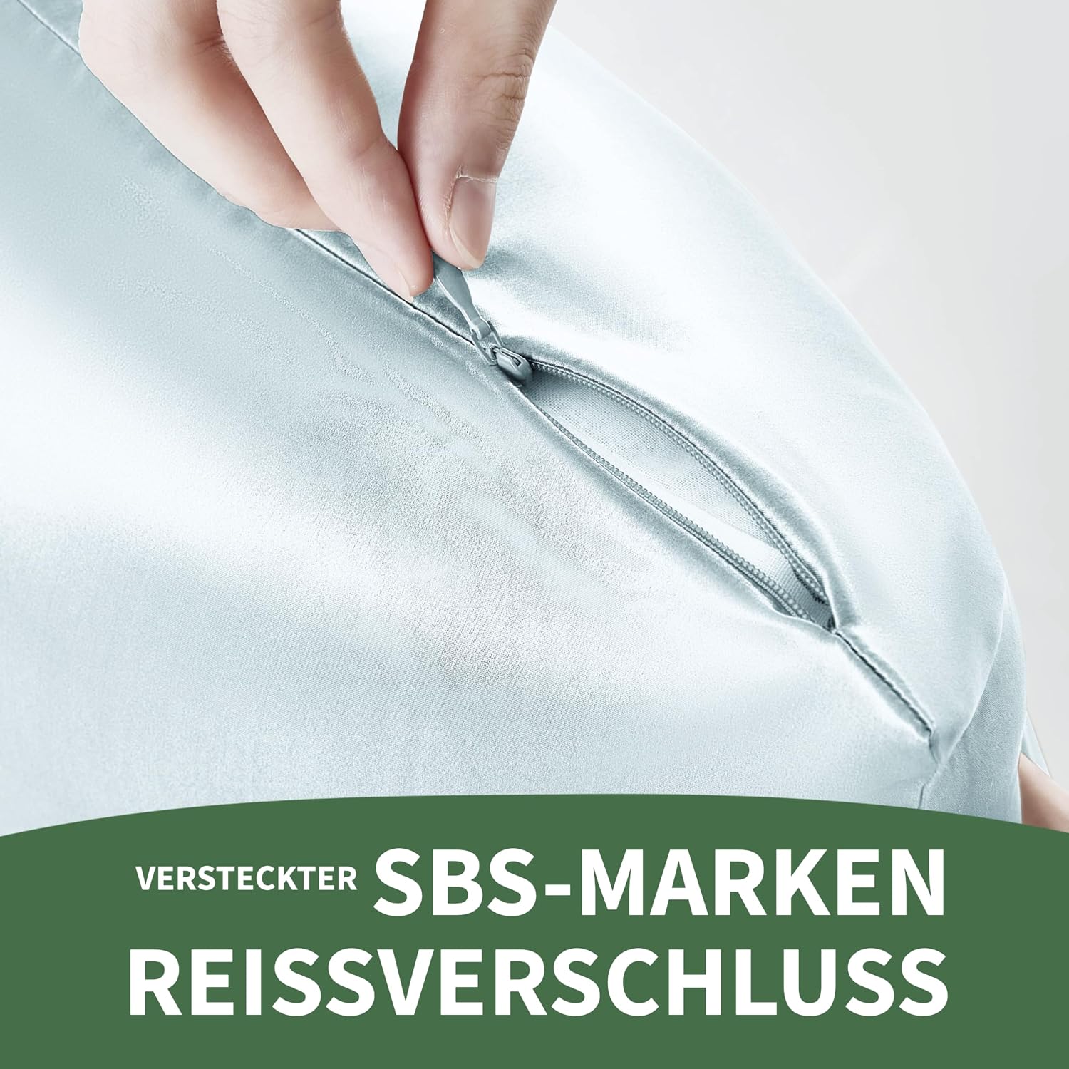 Detalle 2 de Welldora Kissenbezug 40x80 aus 100% Seide (22 Momme, 6A) – Silbergrau