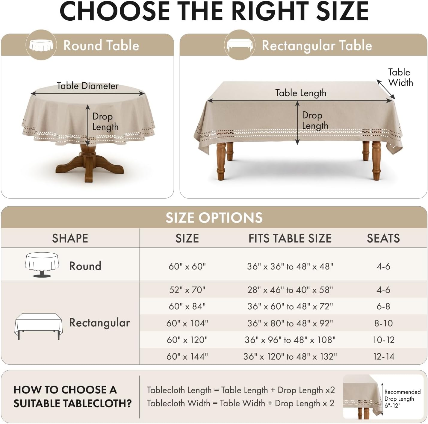 Detalle de MIULEE Rectangle Tablecloth 60 x 104 Inches