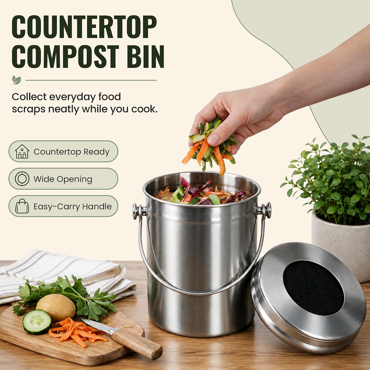 Thumbnail 6 de EPICA 1.3 Gallon Countertop Compost Bin 🗑
