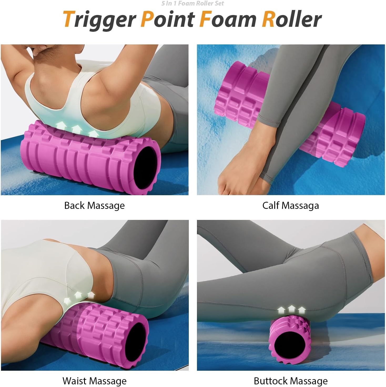 Detalle de SUBCULTUREPICK 5-in-1 Foam Roller Set with Massage Stick, Ball and Band