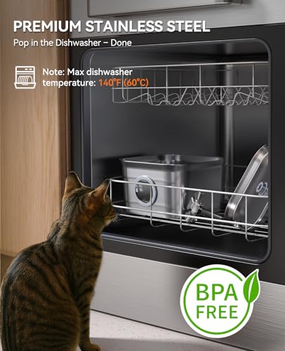 Detalle de FEELNEEDY Fontaine à Eau Chat INOX 2,8 L avec 3 Filtres
