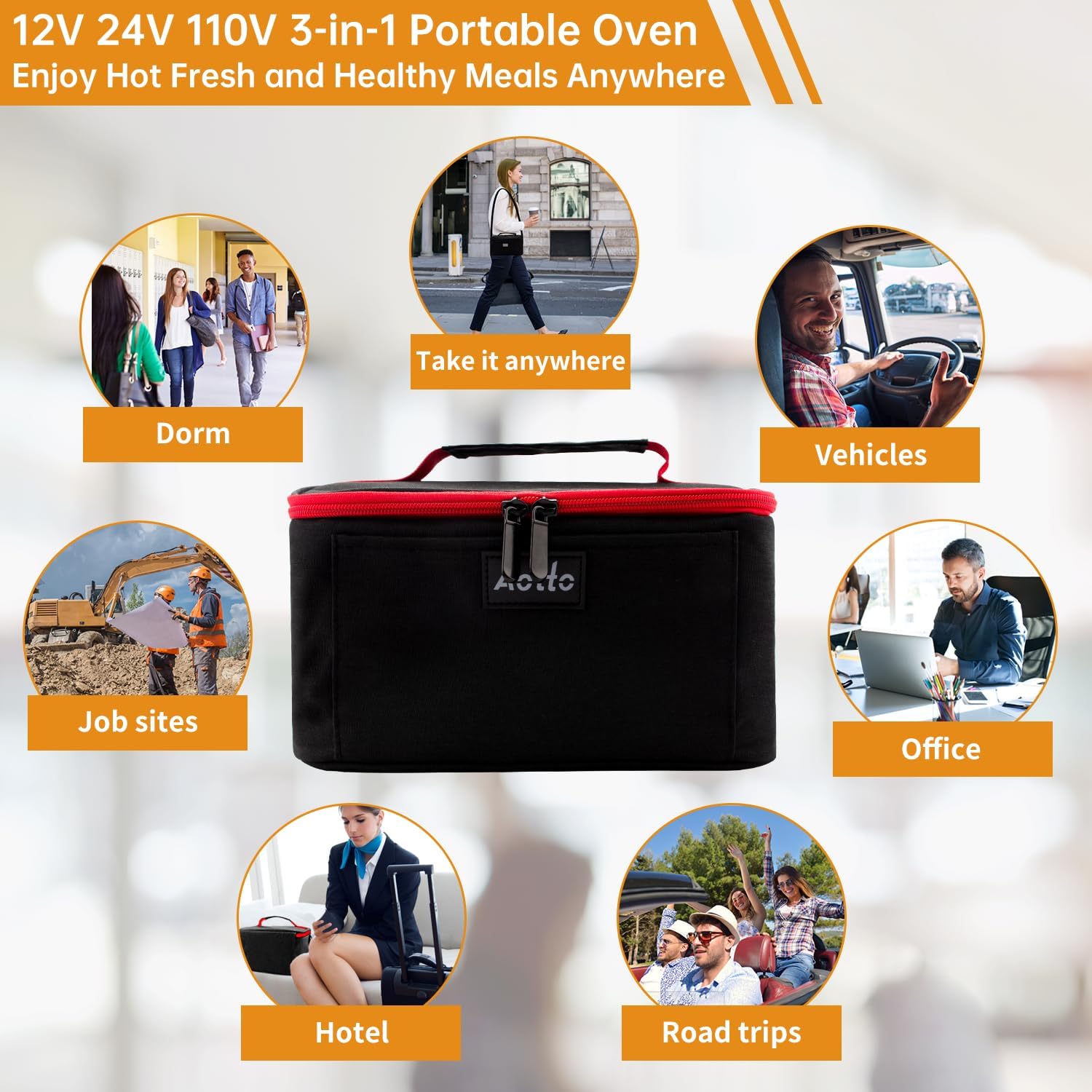 Thumbnail 6 de Aotto 3-in-1 Mini Oven Portable Food Warmer, 12V/24V/110V