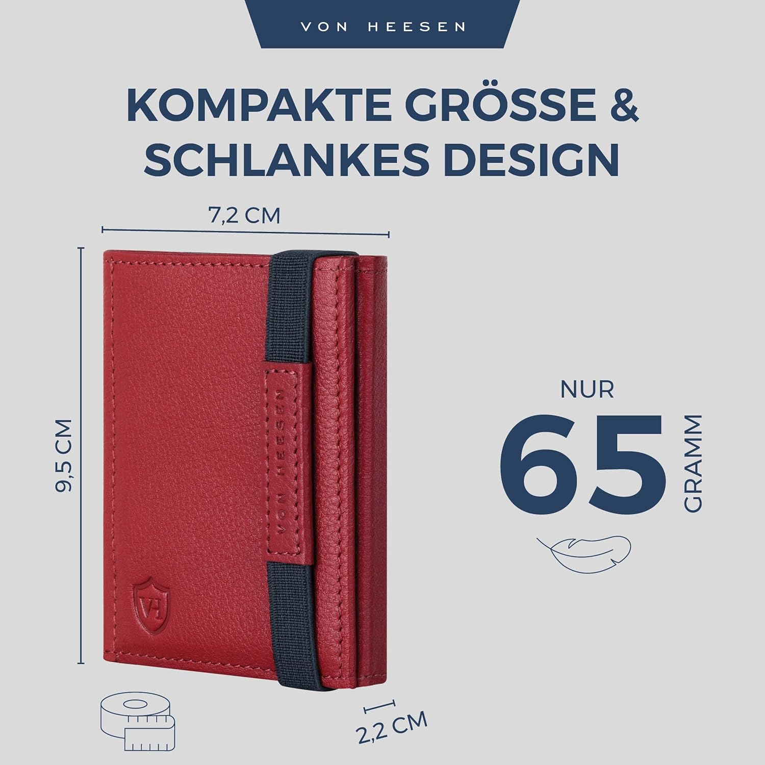 Thumbnail 4 de VON HEESEN Slim Wallet mit Münzfach & RFID-Schutz – Minimalistisches Kartenetui aus Nappa-Leder