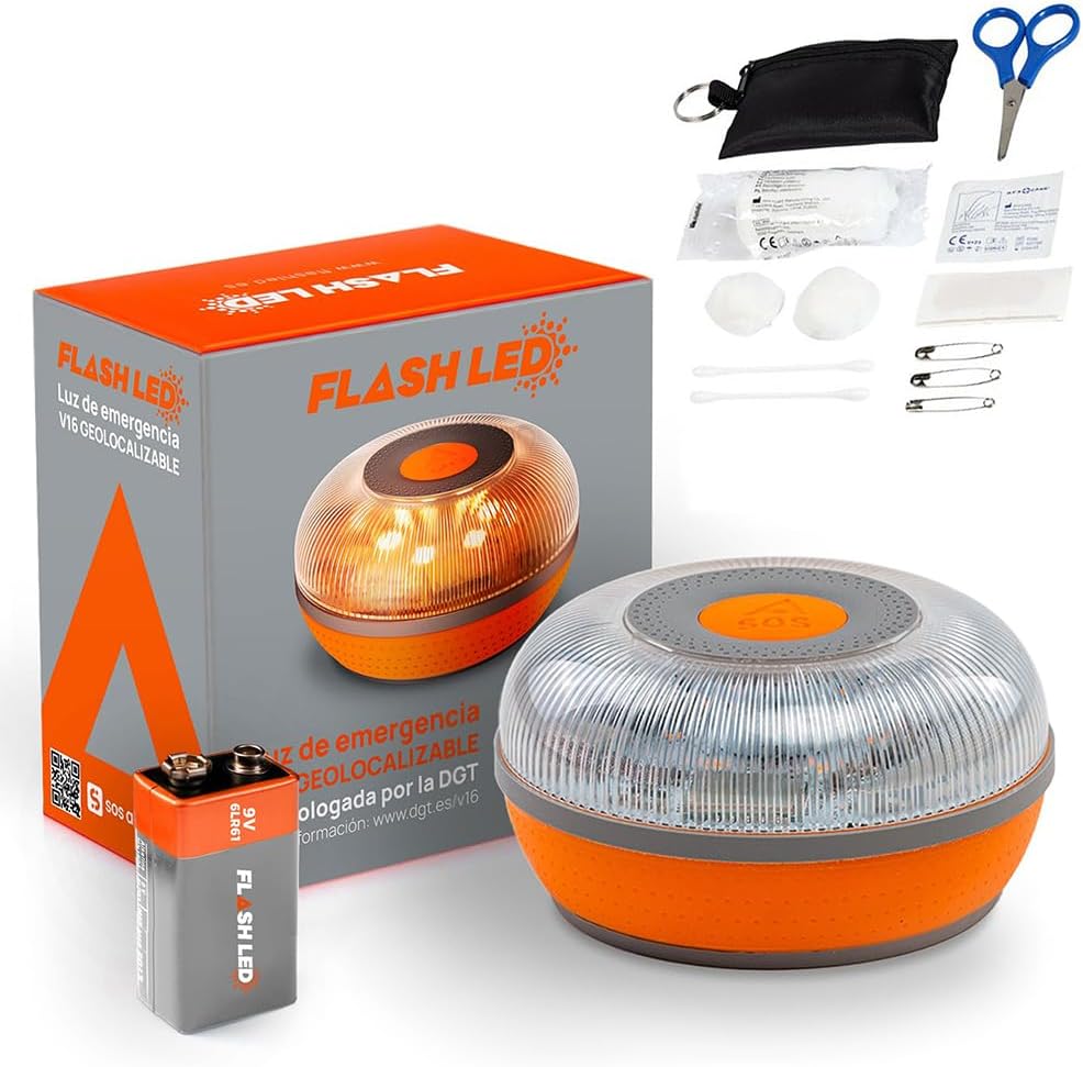 Detalle de FLASH LED SOS V16 – połączona lampka awaryjna DGT 3.0, IP54, podstawa magnetyczna