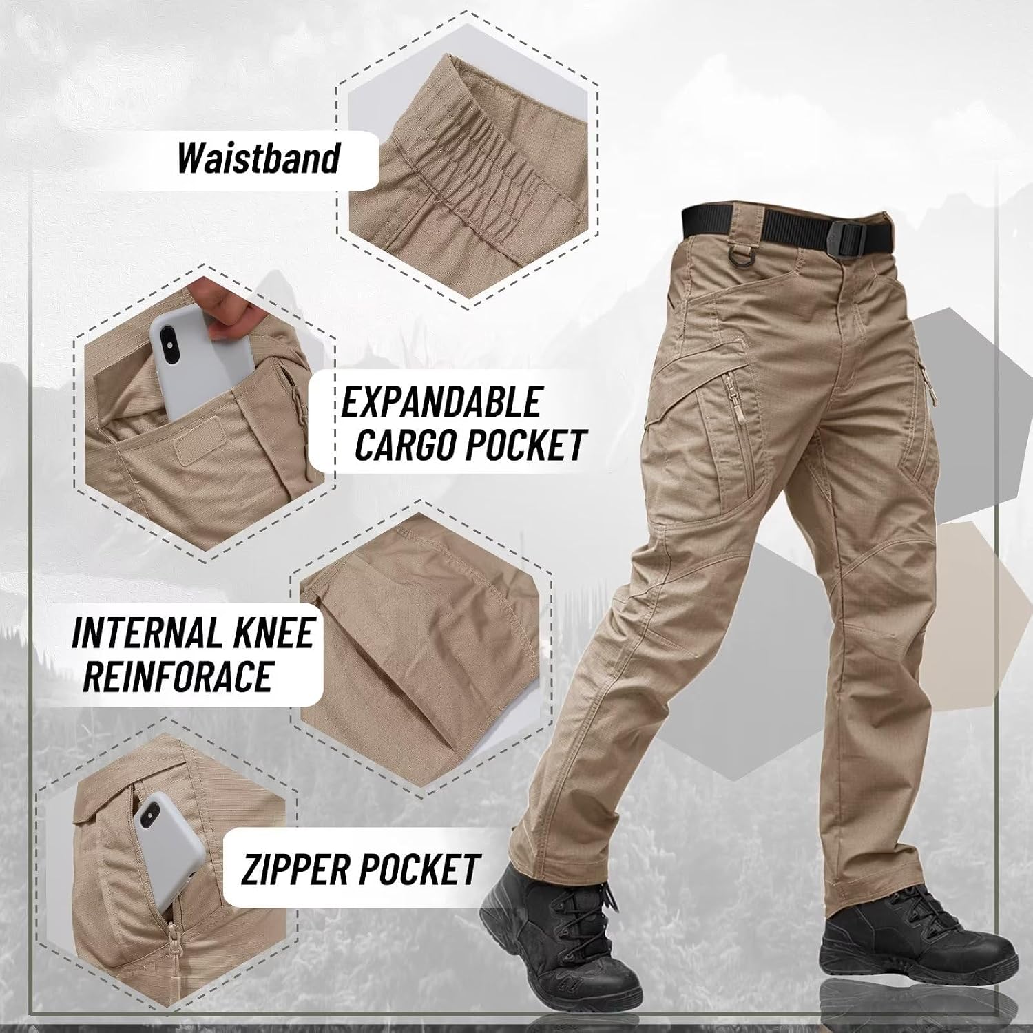Detalle 2 de TACVASEN Military Cotton Men's Hiking Trousers