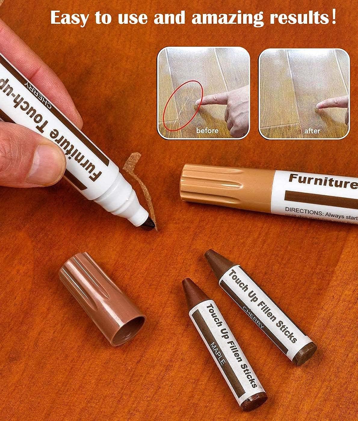 Detalle de DAIXISM MR-21 Wood Furniture Repair Kit, 10 Colours, Markers and Wax Sticks