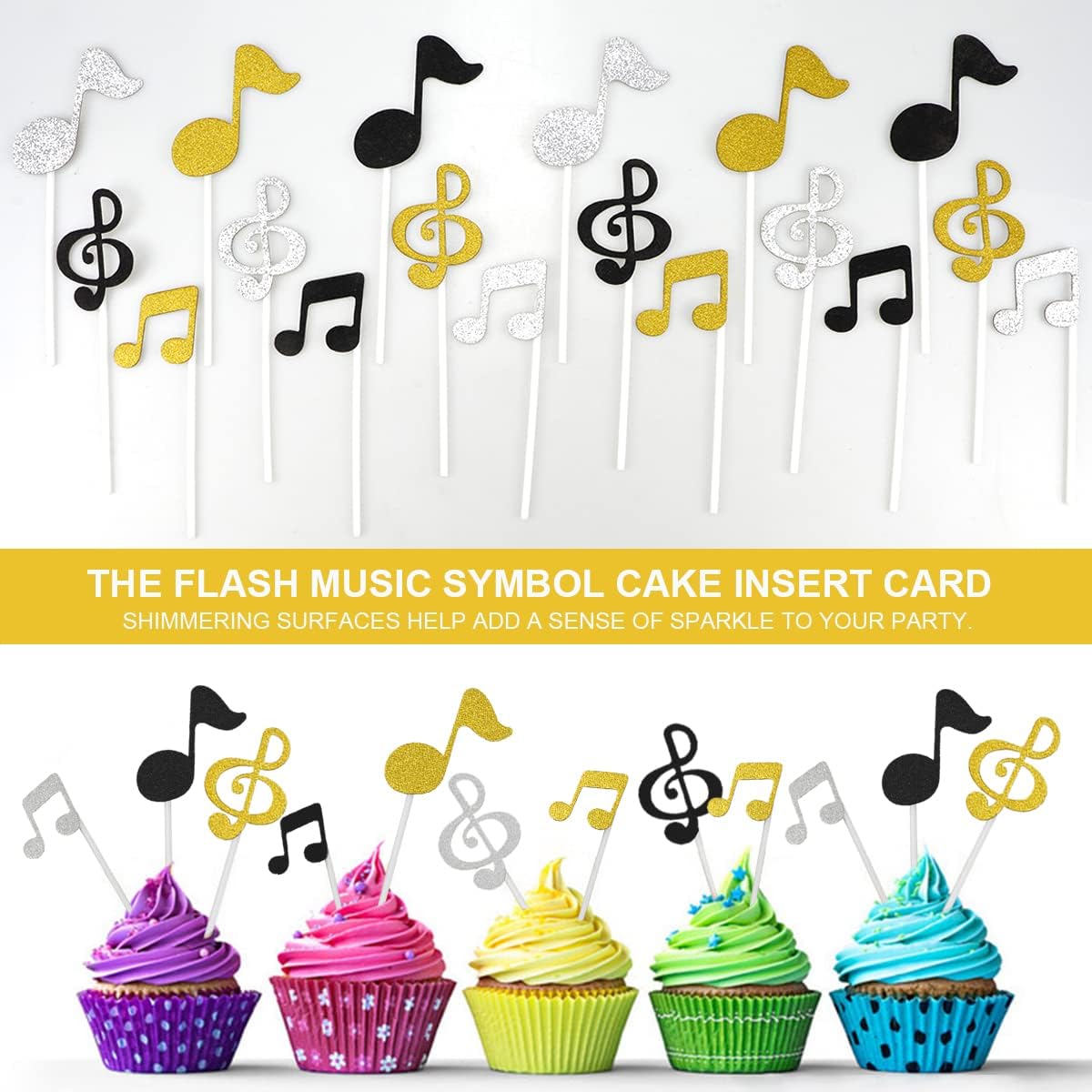 Thumbnail 2 de DOERDO DD Music Cupcake Toppers, 18-Piece Set in Three Colors