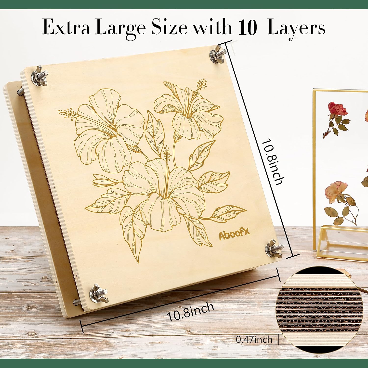 Thumbnail 1 de Aboofx Flower Press Kit (11x11) — 10-Layer Wooden Flower Press for Crafting, Drying & Preservation