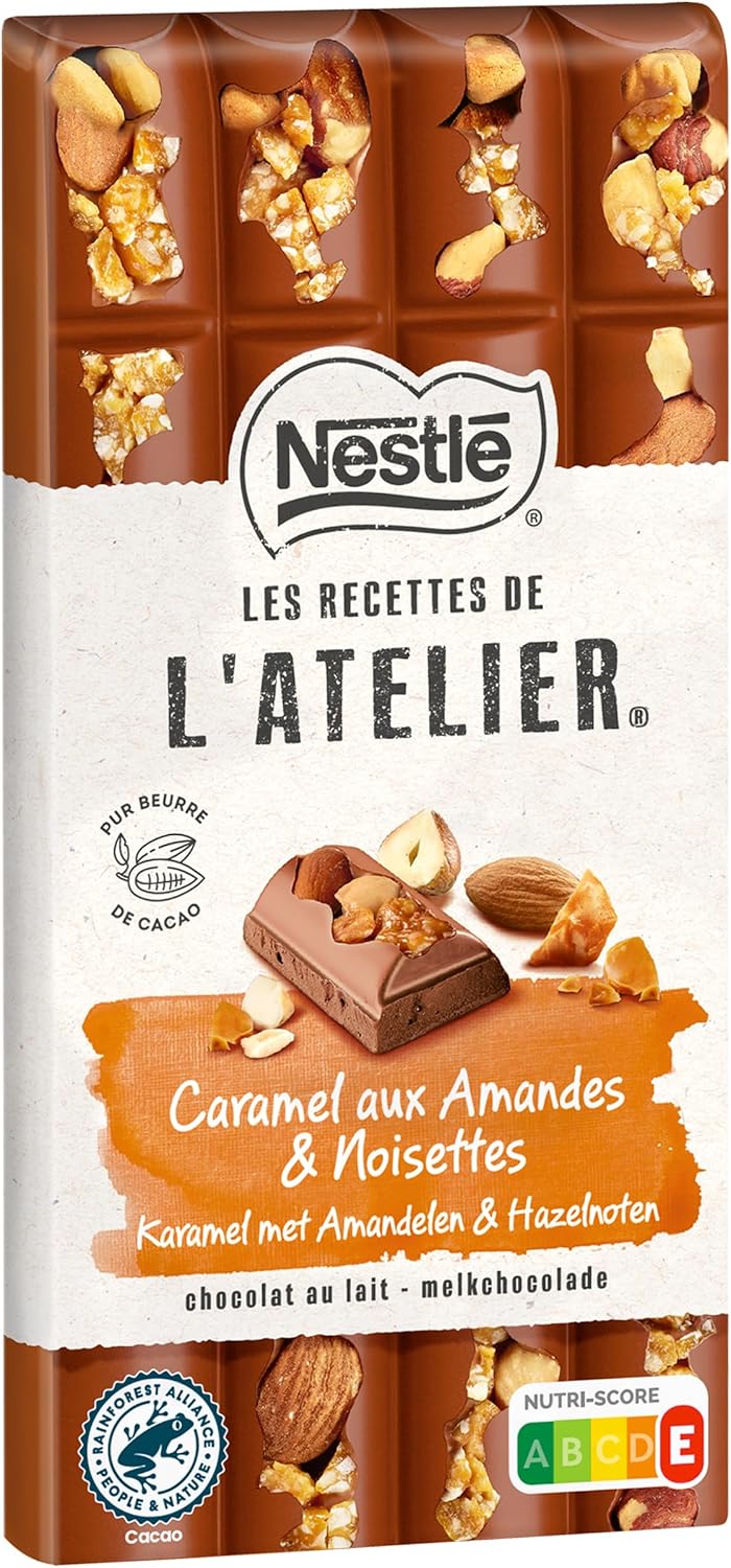 Thumbnail 5 de Nestlé Les Recettes de l'Atelier – Tablette Chocolat au Lait Caramel Amandes et Noisettes 170 g (Lot de 2)