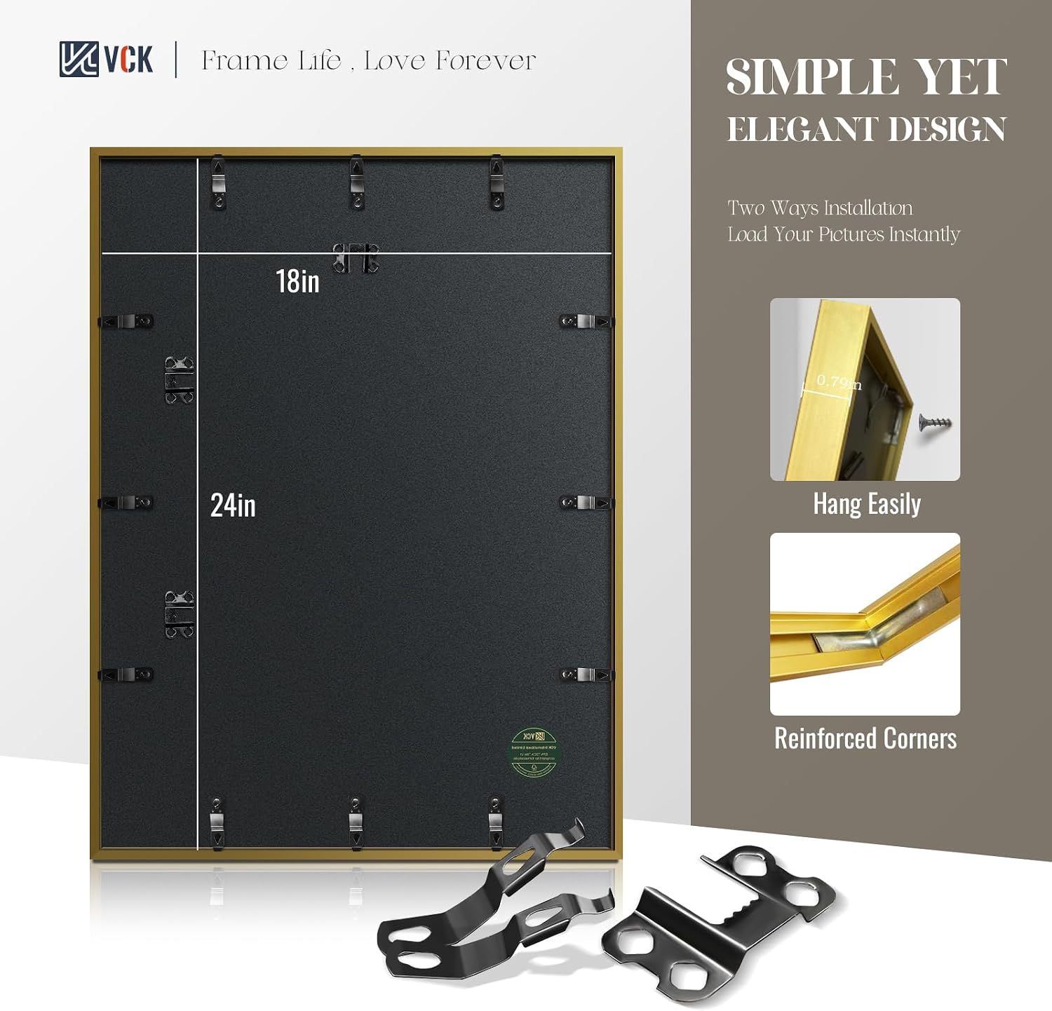 Detalle de VCK 18x24 Poster Frame Gold 3-Pack โ metal frames ๐ผ