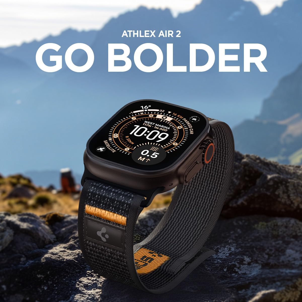 Detalle de Bracelet tissu Spigen Athlex Air 2 pour Apple Watch Ultra 2/1 et Series 11 à 4/SE (tailles 49/46/45/44 mm)