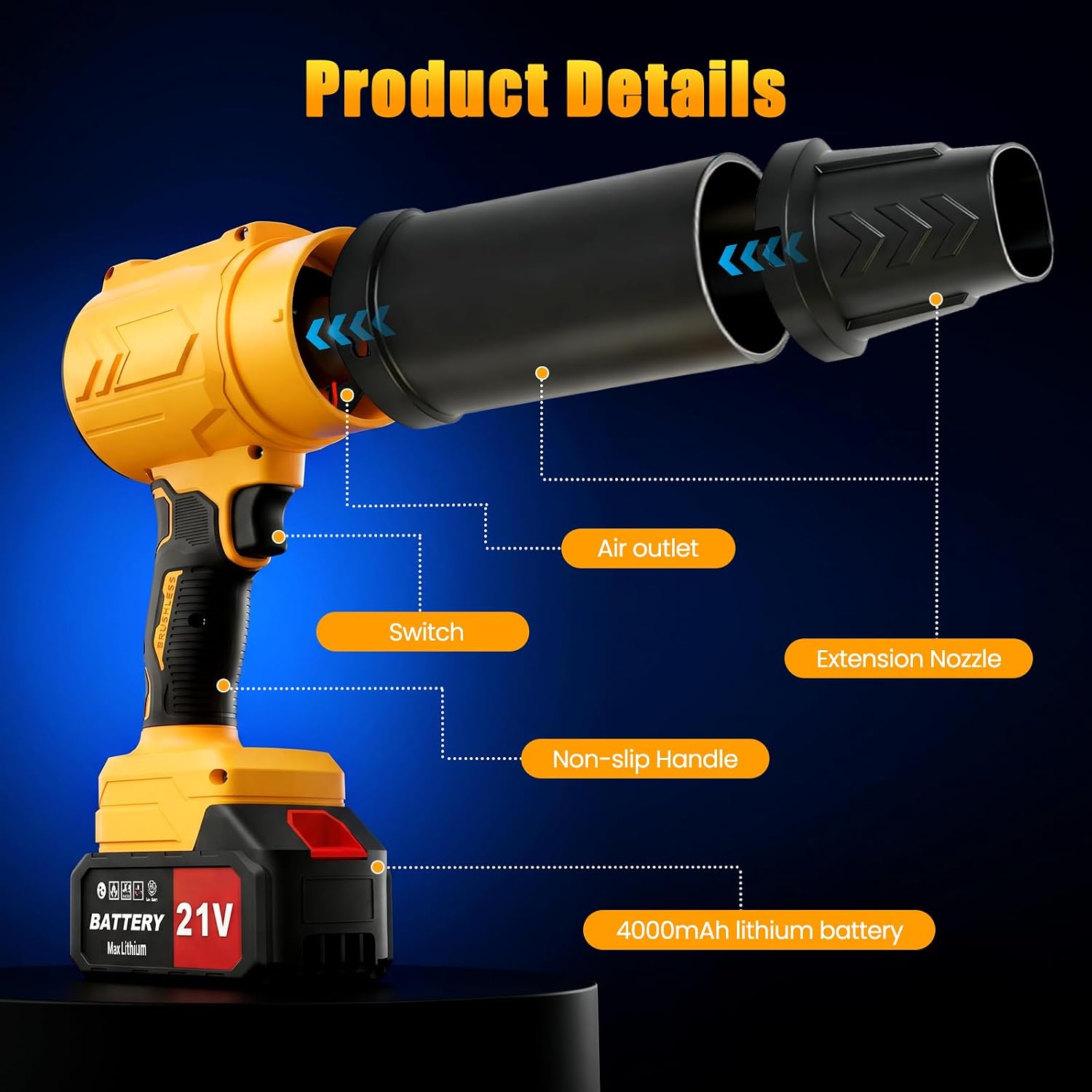 Detalle 2 de Cordless Leaf Blower with 4.0Ah Batteries
