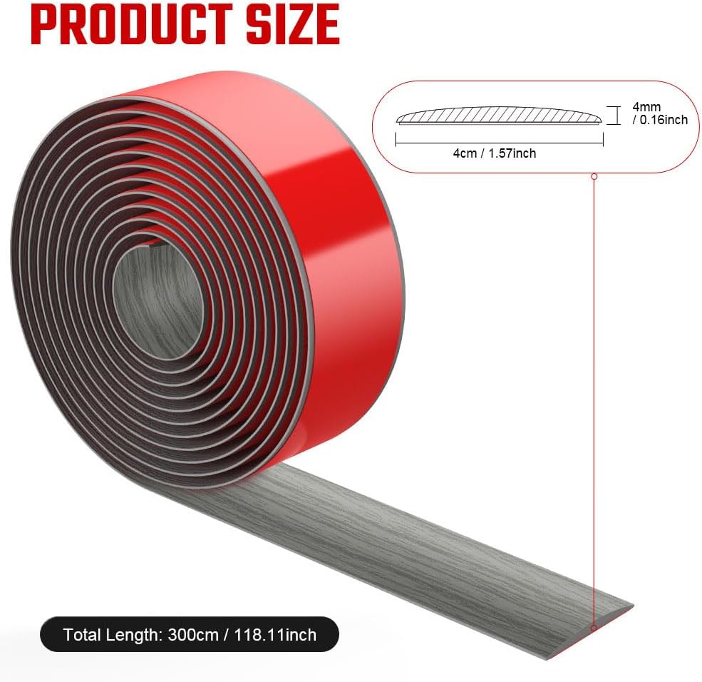 Thumbnail 1 de Flintronic 3M Laminate Flooring Threshold Strip (PVC) – 4cm Self-Adhesive Floor Divider for Floor Gaps