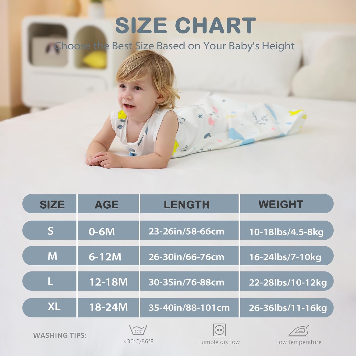 Thumbnail 4 de Mosebears Baby Summer Sleeping Bag 0.5 Tog Cotton – Pack of 2 (Size L)