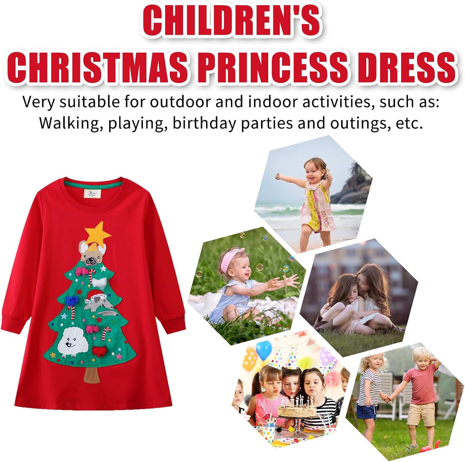 Thumbnail 6 de Kfnire Mädchen Langarm-Jersey Kleid aus Baumwolle (A-Linie) mit Einhorn-Motiv