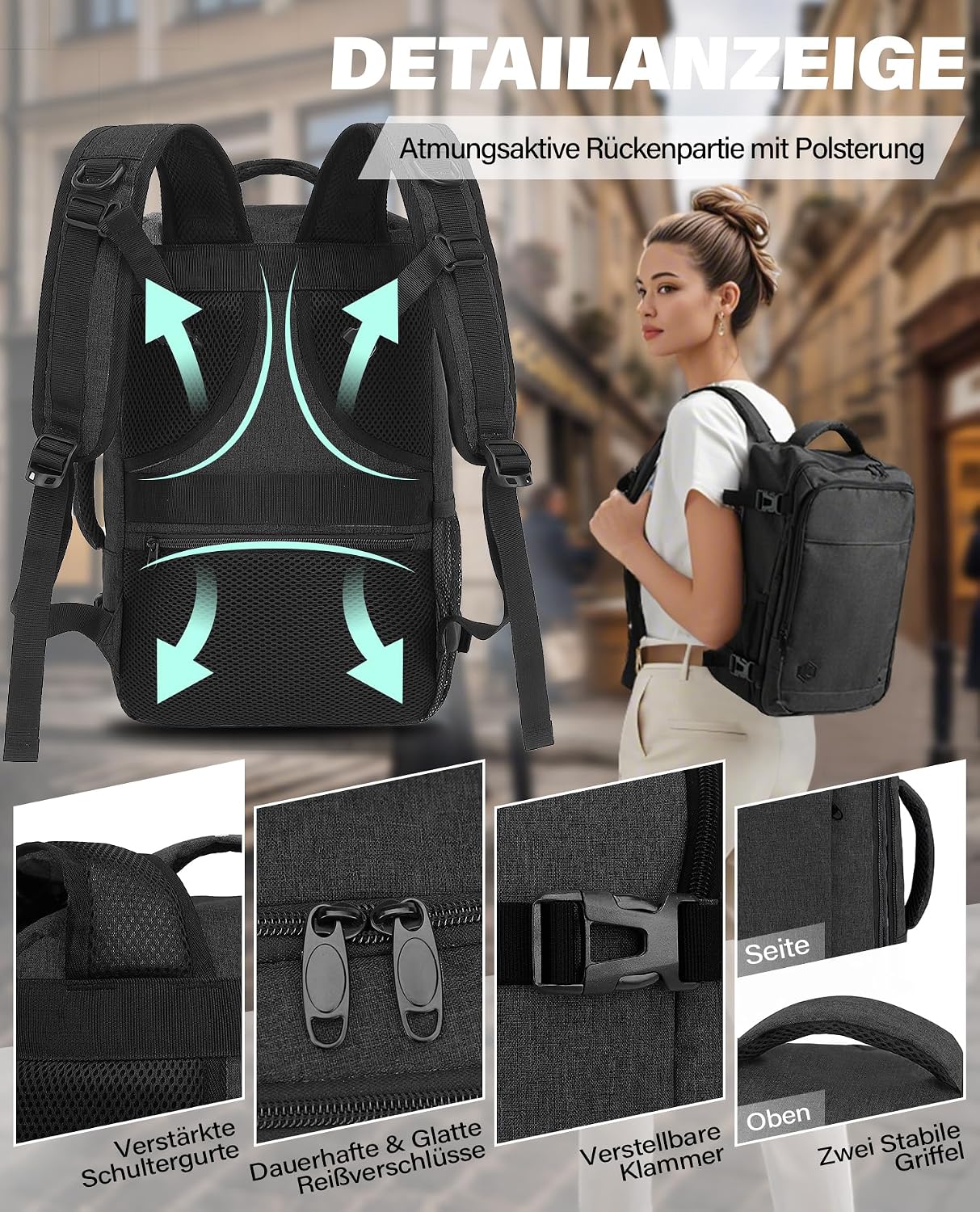 Detalle 1 de VANKEV Ryanair Handgepäck Rucksack 40x20x25