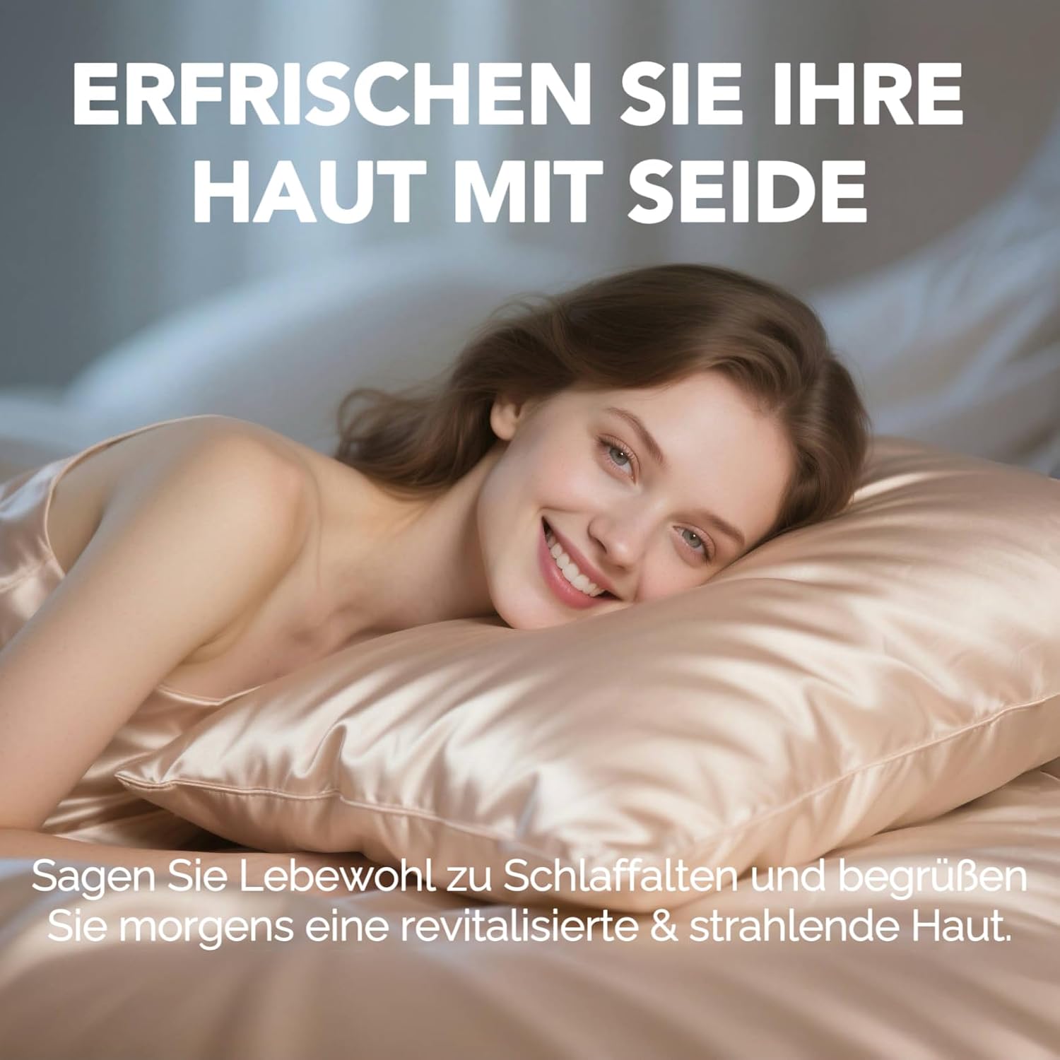 Detalle 2 de SeidenKissenbezug 80x80 Ravmix aus Maulbeerseide – 1 Kissenbezug mit verstecktem Reißverschluss, Beige