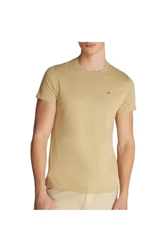 Detalle 2 de Tommy Jeans Camiseta de Manga Corta Hombre Jersey tee Slim Fit, Beige (Relic Tan) XS