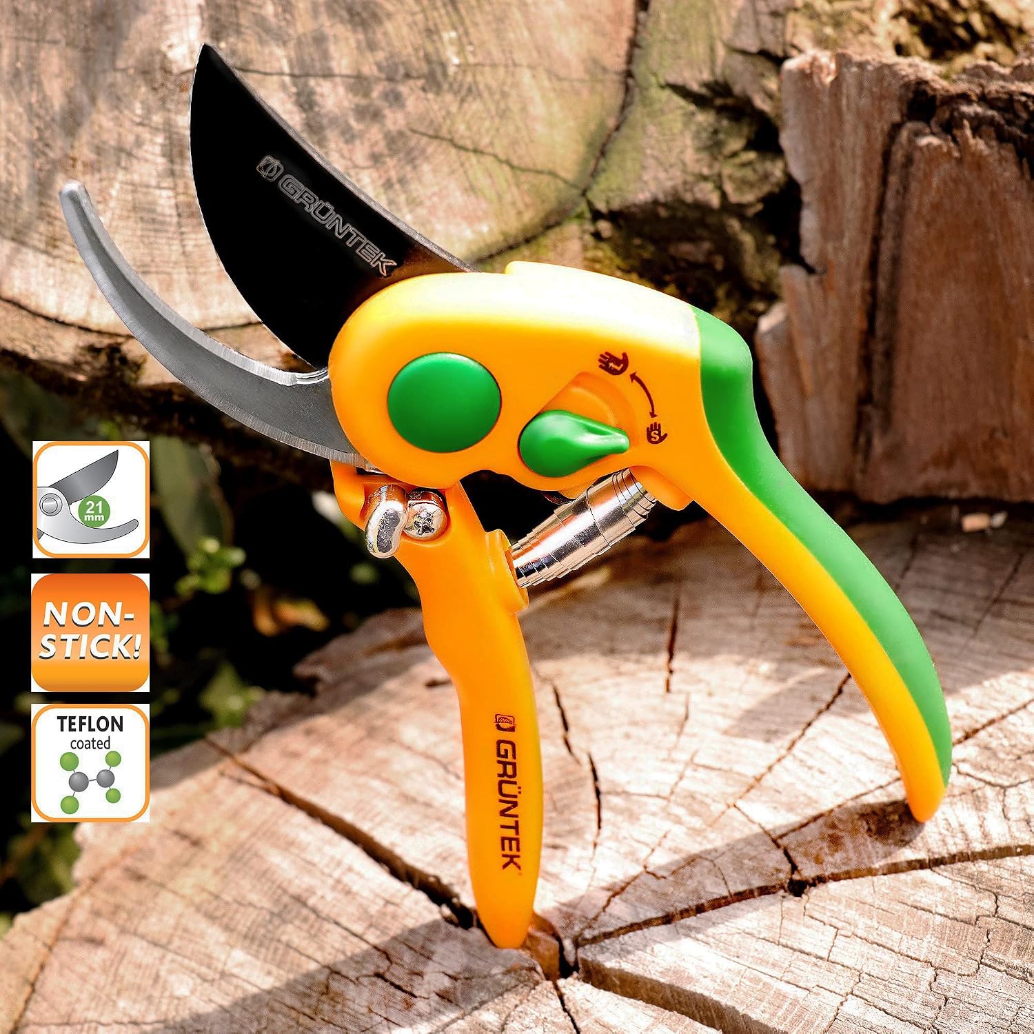 Detalle 2 de GRÜNTEK Tijeras de Podar Yunque FLAMINGO ✂️ Hoja 205 mm