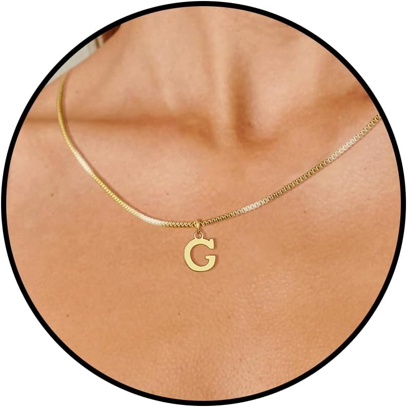 Detalle de Esmoly Iniziale Collana Donna Oro 14K Choker con Lettera A-Z | Regalo Compleanno