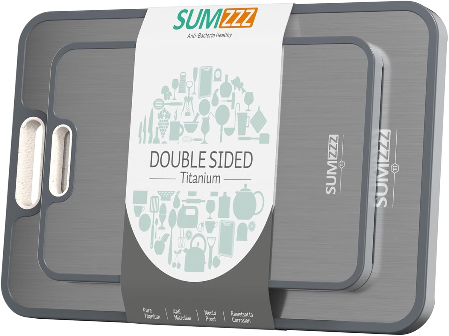 Detalle de Sumzzz Titanium-05 Double-Sided Cutting Boards, Titanium and Food-Grade PP