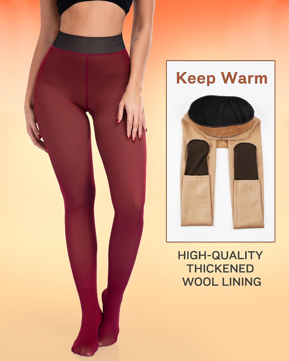 Detalle de ATHVOTAR Fleece-Lined Winter Tights for Women, High-Waisted and Soft