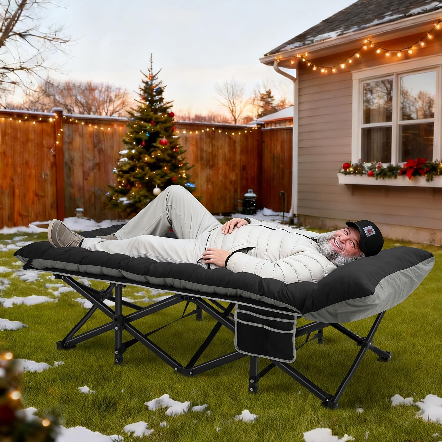 Detalle 2 de HABUTWAY Camping Cot with Mattress, 32-Inch Wide, 600 lb Capacity