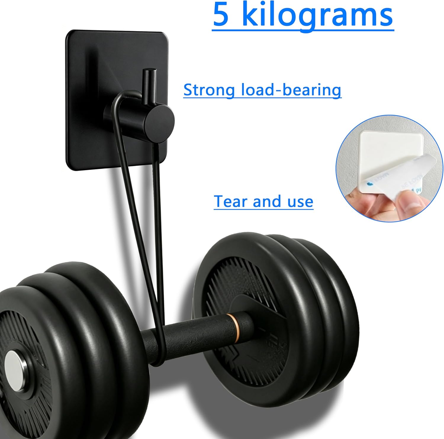 Thumbnail 3 de AITODOS TA GG-B-4 Self-Adhesive Hooks, Black Stainless Steel, 4-Pack