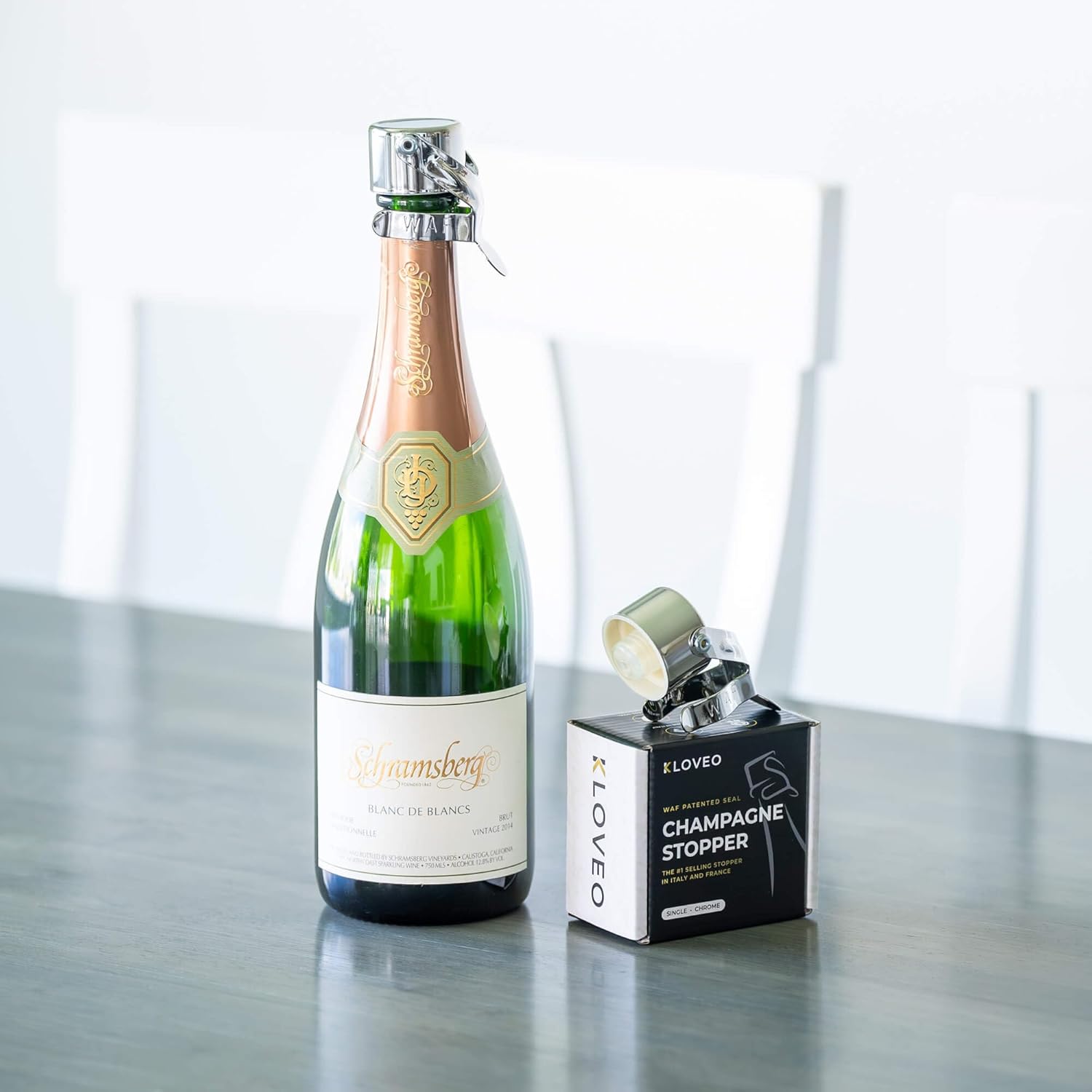 Detalle de Kloveo Champagne Stoppers – Patented Seal (No Pump Needed), Made in Italy