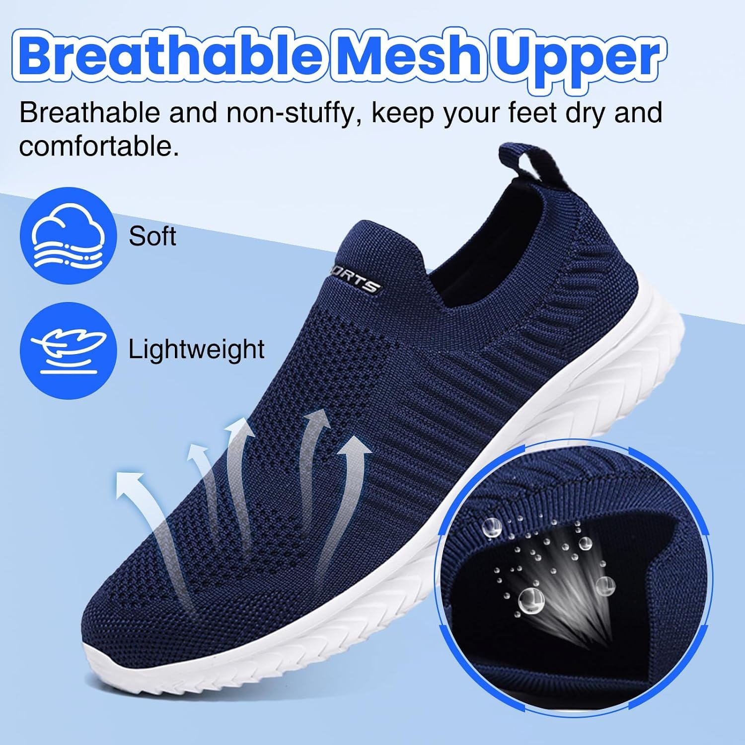 Thumbnail 2 de Chaussures de sport slip-on respirantes unisex Basket Femme Homme — légères pour running, fitness et marche