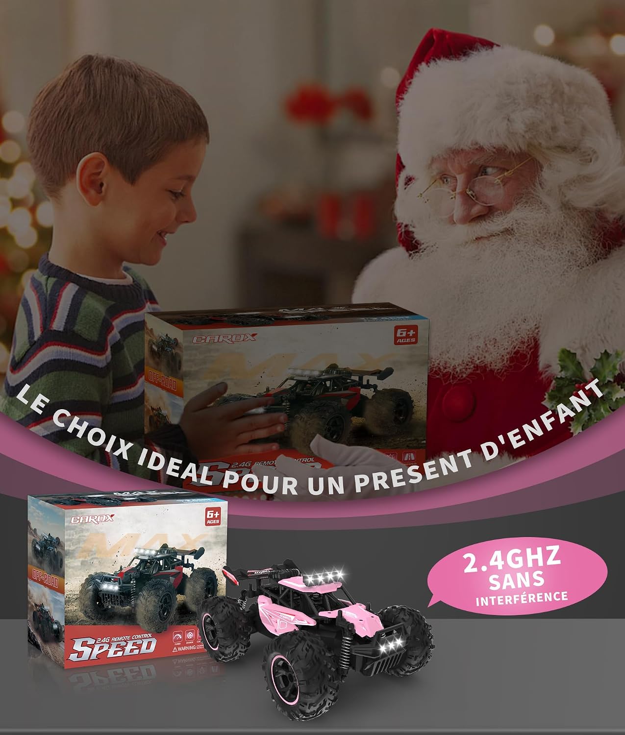 Thumbnail 6 de Carox ferngesteuertes Auto für Mädchen ab 6 – Pinkes Geländewagen-RC mit 2 Akkus, 25 km/h, 2.4 GHz