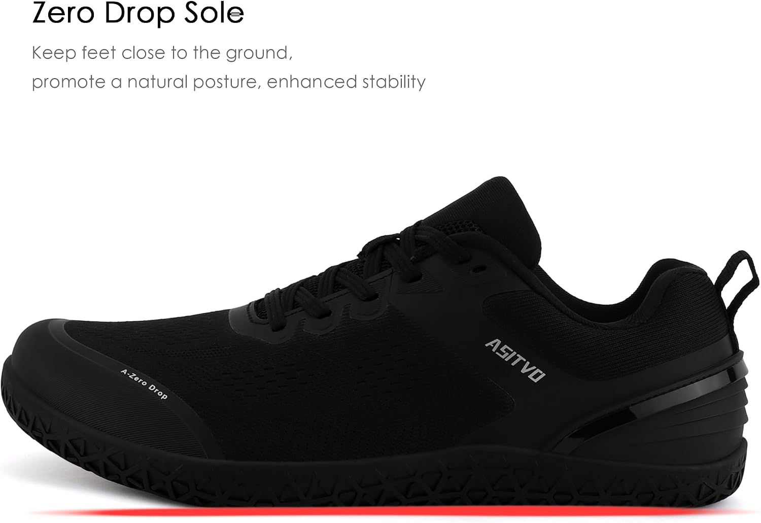 Detalle de ASITVO Wide Barefoot Shoes for Men — Zero-Drop Minimalist Gym Sneakers with Wide Toe Box