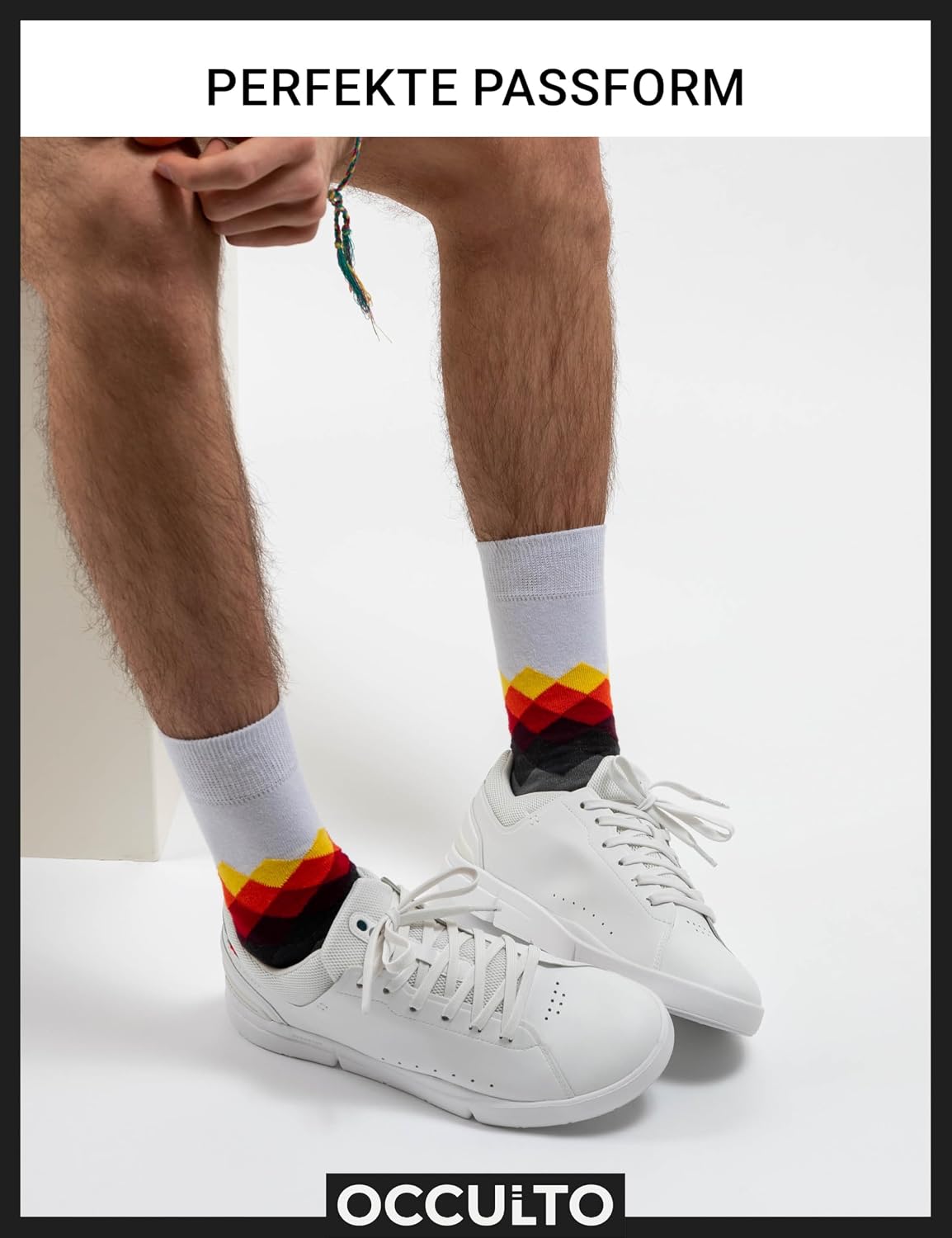 Detalle de Occulto BUNTE SOCKEN für Herren (6 Paar) aus Baumwolle – farbige Business- und Ringelsocken