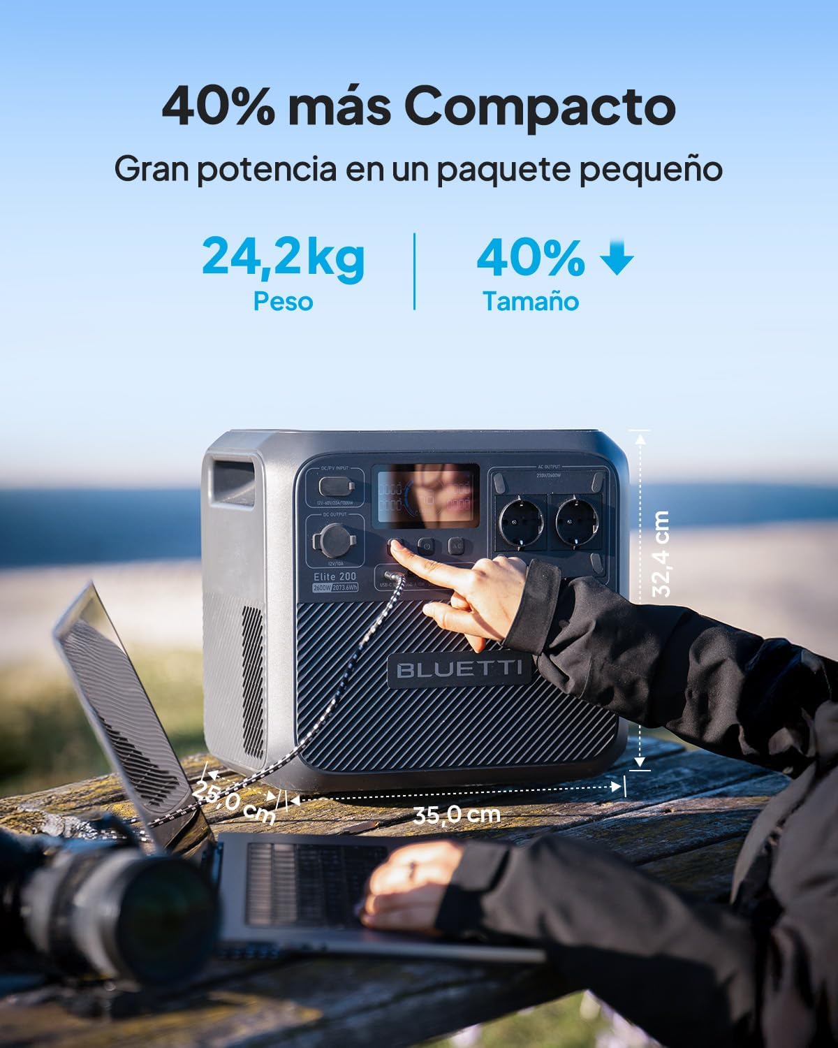Detalle de BLUETTI Elite 200 V2 Generador Solar con Panel 200W ⚡
