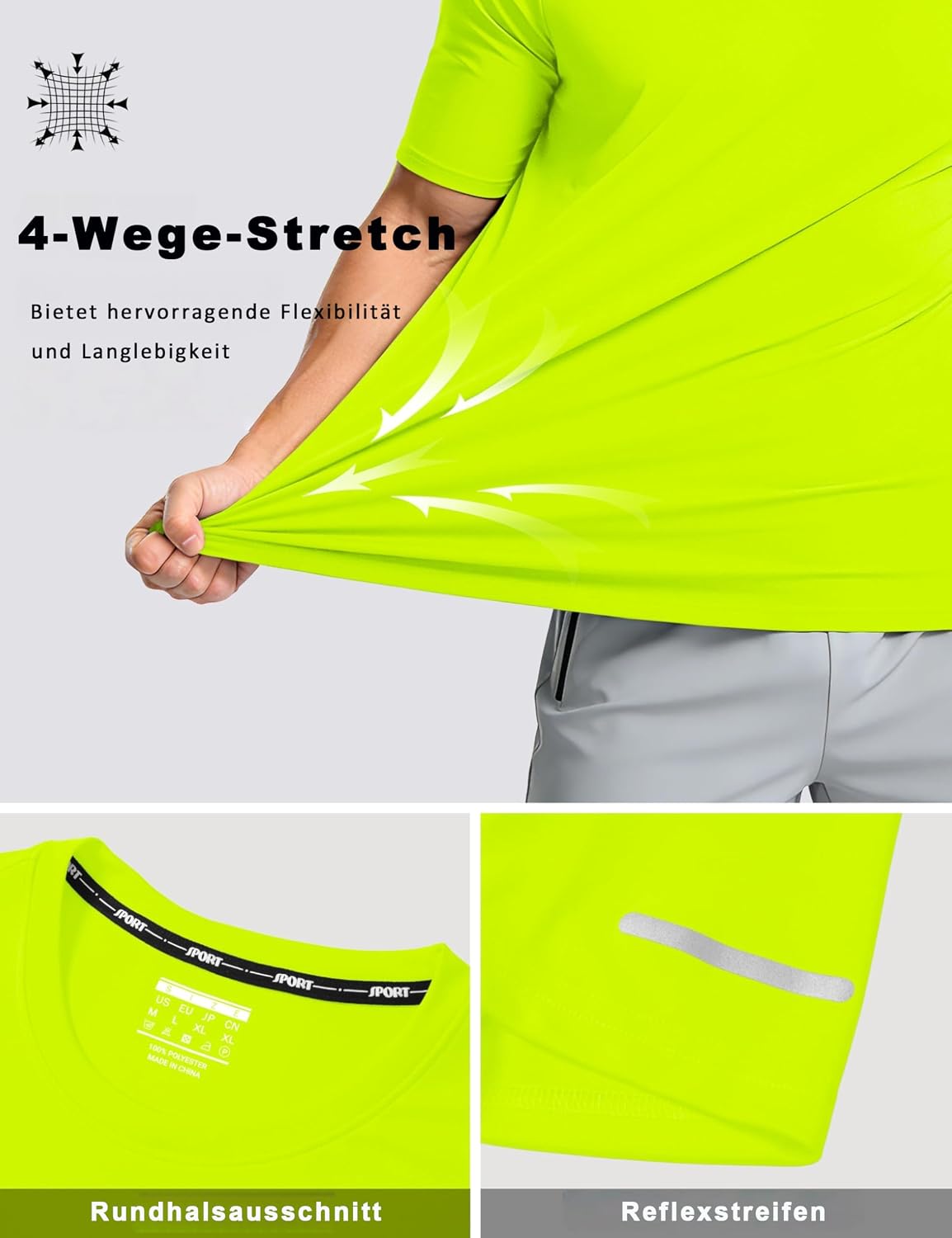 Thumbnail 4 de MAGCOMSEN Sport T-Shirt Herren UV Kurzarm UPF 50+ mit Reflexstreifen