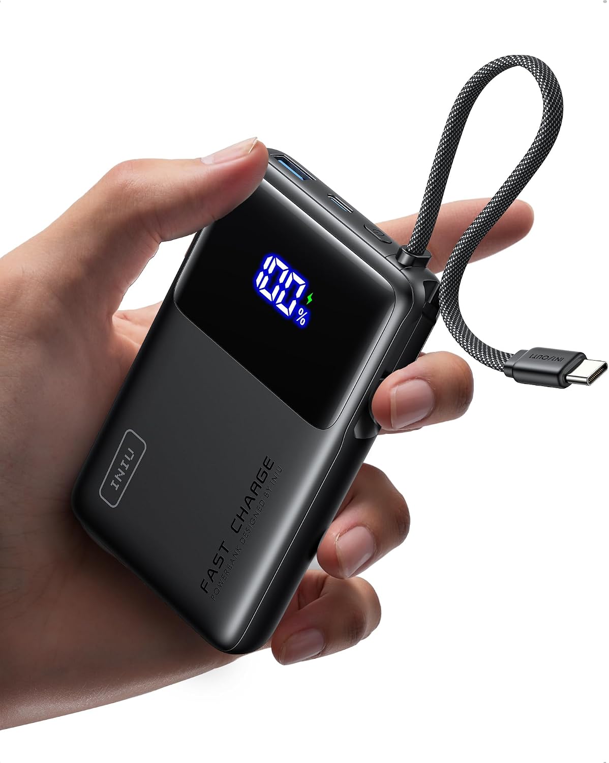 Detalle de INIU P55L 10,000mAh Power Bank, 45W Fast Charging and Built-in USB-C Cable