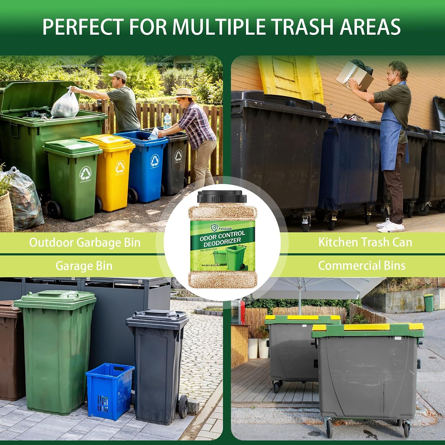 Thumbnail 6 de Outdoor Trash Can Deodorizer, 2.6 lbs Corn-Cob Pellets with Lemon Scent