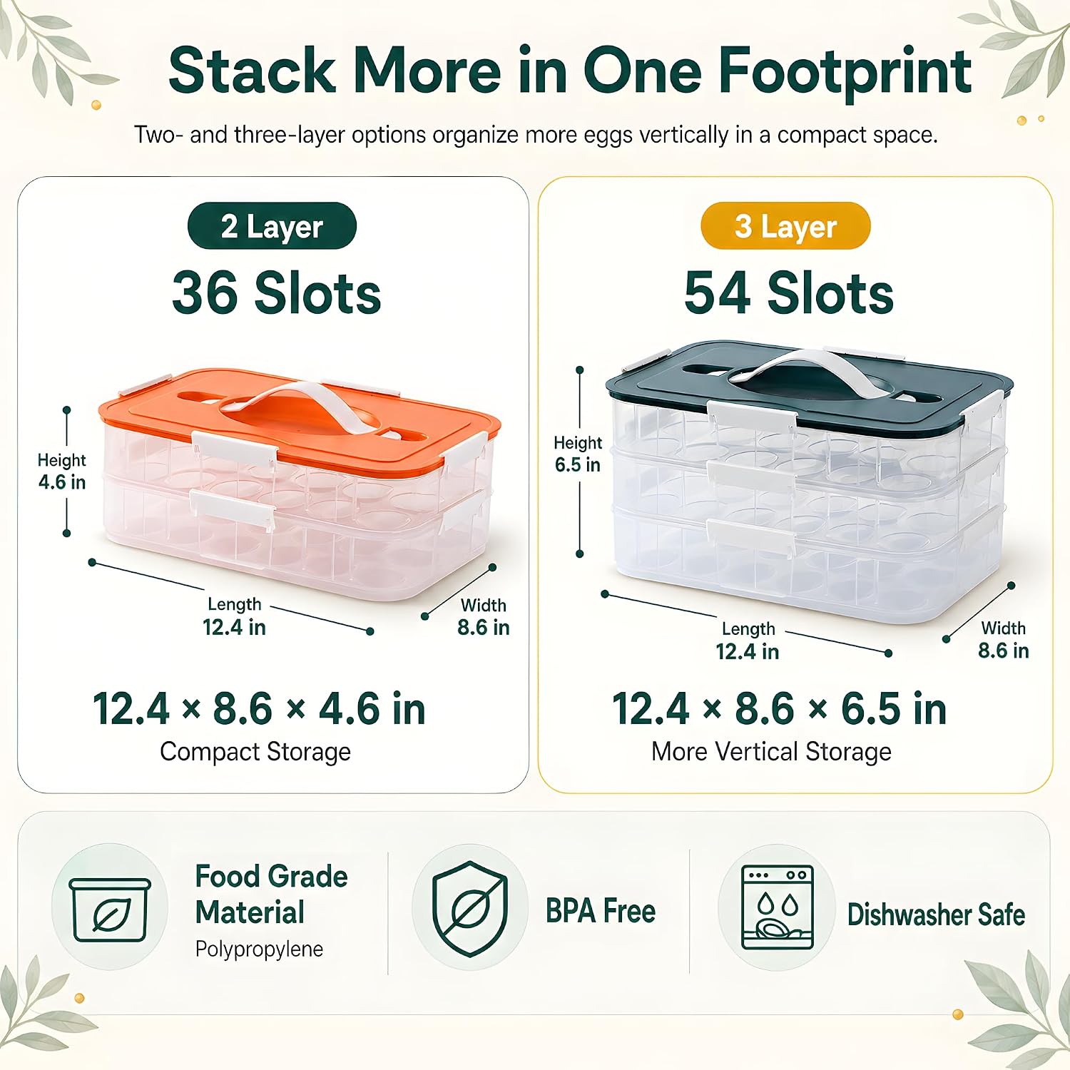 Thumbnail 5 de Splotiva 36-Slot Deviled Egg Carrier, 2-Tier BPA-Free PP, Green