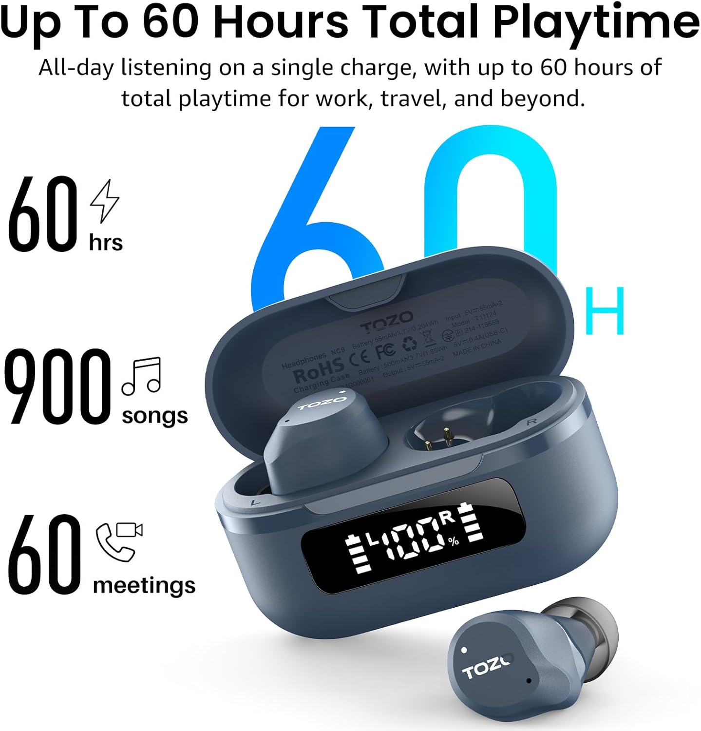 Detalle 2 de TOZO NC9 Hybrid ANC Earbuds Review