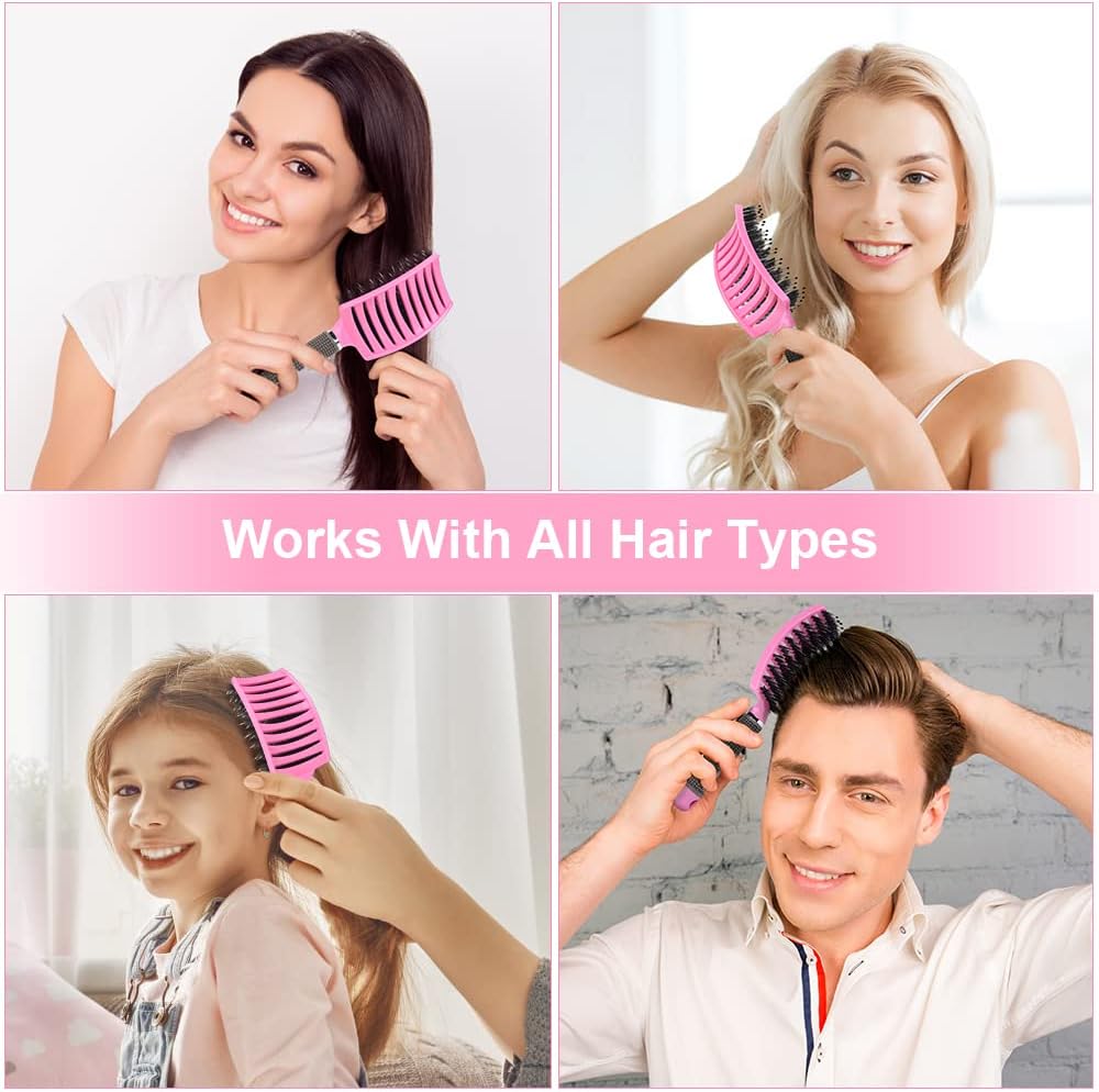 Thumbnail 5 de URAQT Spazzola per Capelli Curva con setole di Cinghiale – Strumento versatile per ricci e lisci