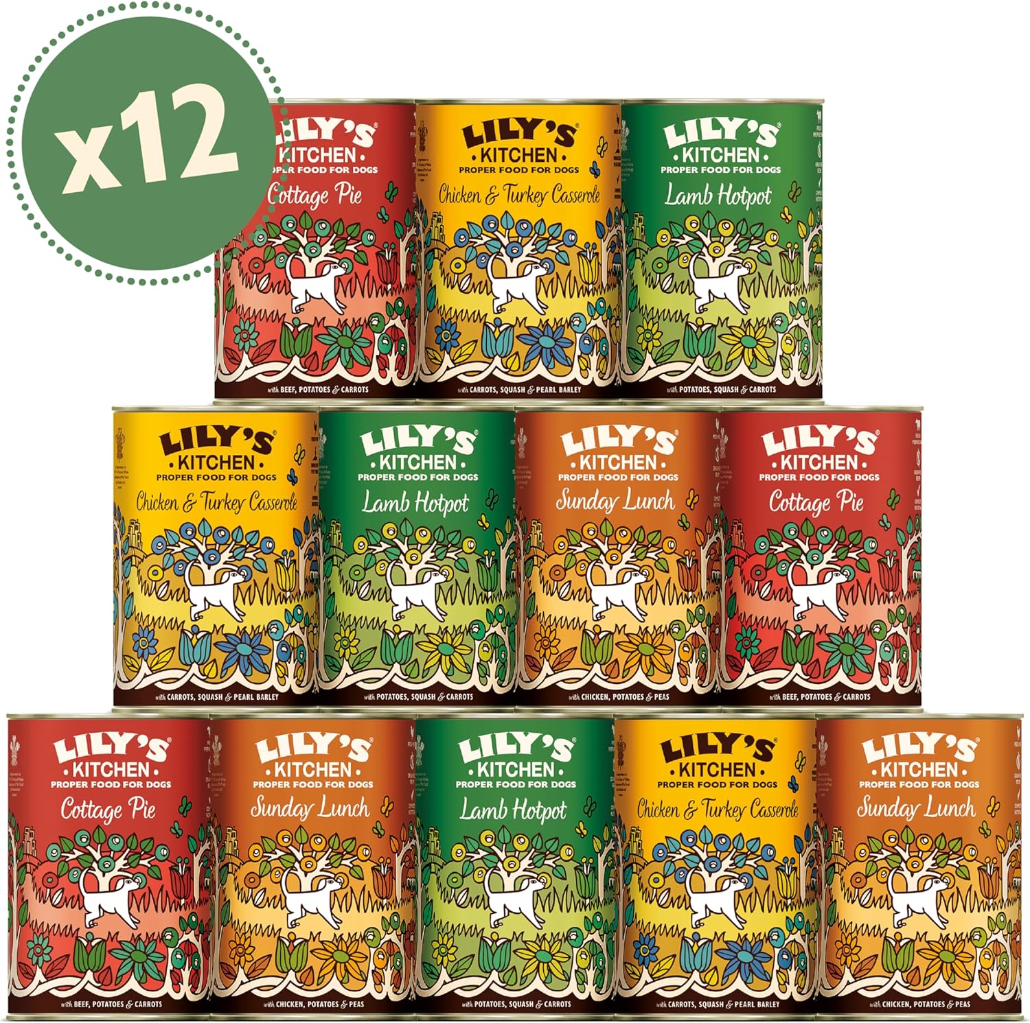 Detalle de Lily's Kitchen Scatolette umido naturali per cani adulti – confezione assortita 12 x 400 g